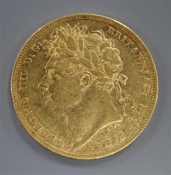 A George V gold sovereign, 1821, VF